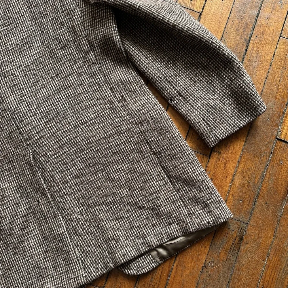 Vtg Harris Tweed Blazer Sport Coat Jacket Ivy Hunting Country Beige Brown L‎ 44